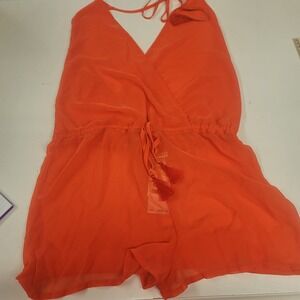 Michael Kors Romper Women's Medium Orange Drawstring Halter Tassel‎ New